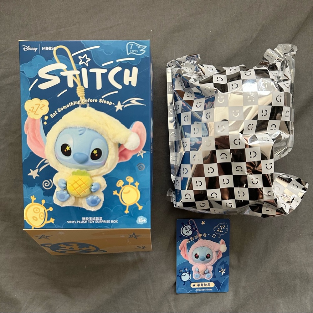 MINISO Stitch Eat Something Before Sleep Keychain